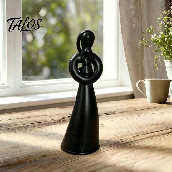 3D Printed Mother and Child Sculpture, Matte White Abstract Embrace Statue with Anti-Tipping Base, Minimalist Home Decor for Living Room Mother’s Day