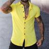 Camicia Casual da Uomo Semplice Estiva a Maniche Corte Colore Unico Giovanile Trendy Sportiva Stile Sottile