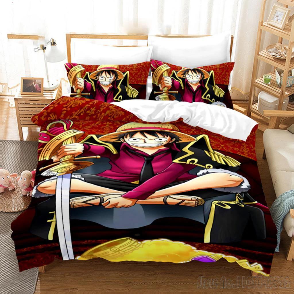 One Piece Anime Bedding Set Juvenile Monkey D.Luffy Odyssey Duvet Cover Set Design Bedding Set King Size Bed Comforters