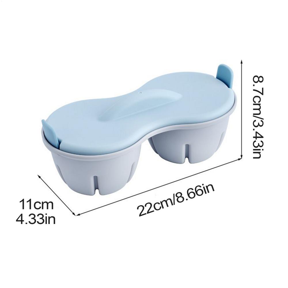 Egg Boiler for Microwave 2-Cavity Breakfast Cooker Nonstick Poached Egg Maker with Lid Heat Resistant Kitchen Gadget