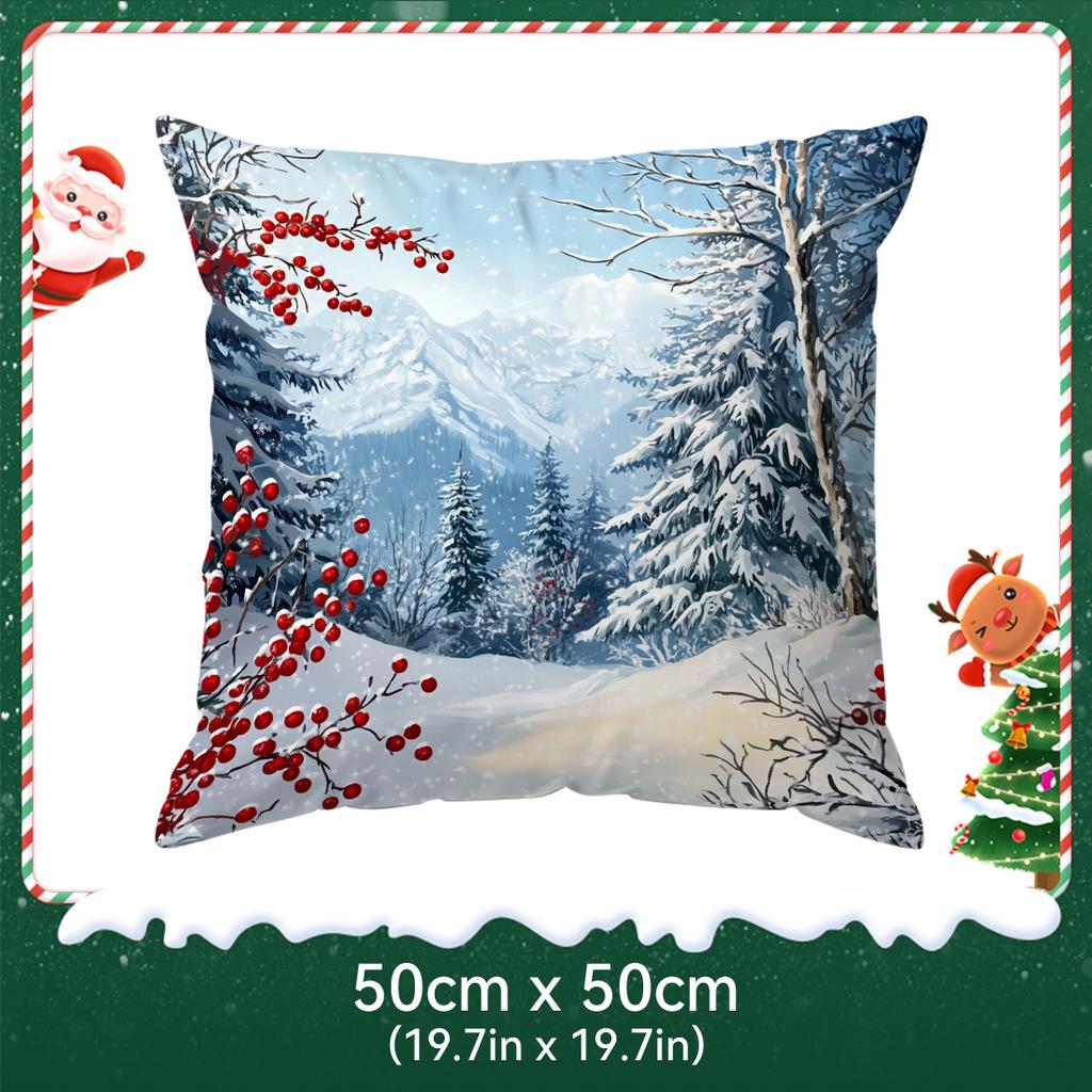 Winter Snow Scenery Pillowcase Printed Polyester 40/45/50Cm Throw Pillowcover Decorative Sofa Cushion Pillowslip Home Decor