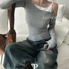 The Pink Women Off Shoulder Slim Fit Long Sleeve Tee Asymmetrical Color Block
