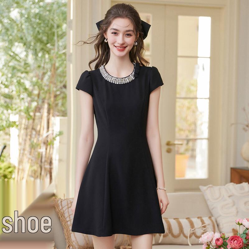 Bailuyu Women s Puff Sleeve A-Line Mid-Length Dress M