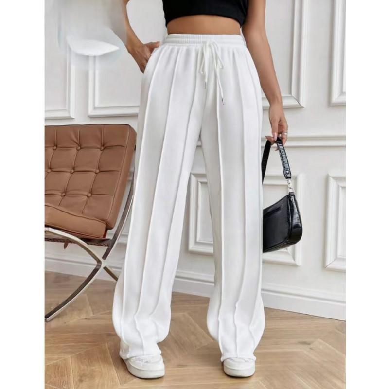 High-Waisted Wide-Leg Pants Women Comfortable Loose Fit Casual Trousers Elastic Waist 2025