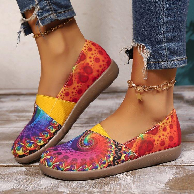 Women'S Colorful Stars Flats, Lightweight Flat Slip on Loafers, Comfort Footwear for Daily Wear, Summer Casual Shoes for Independence Day