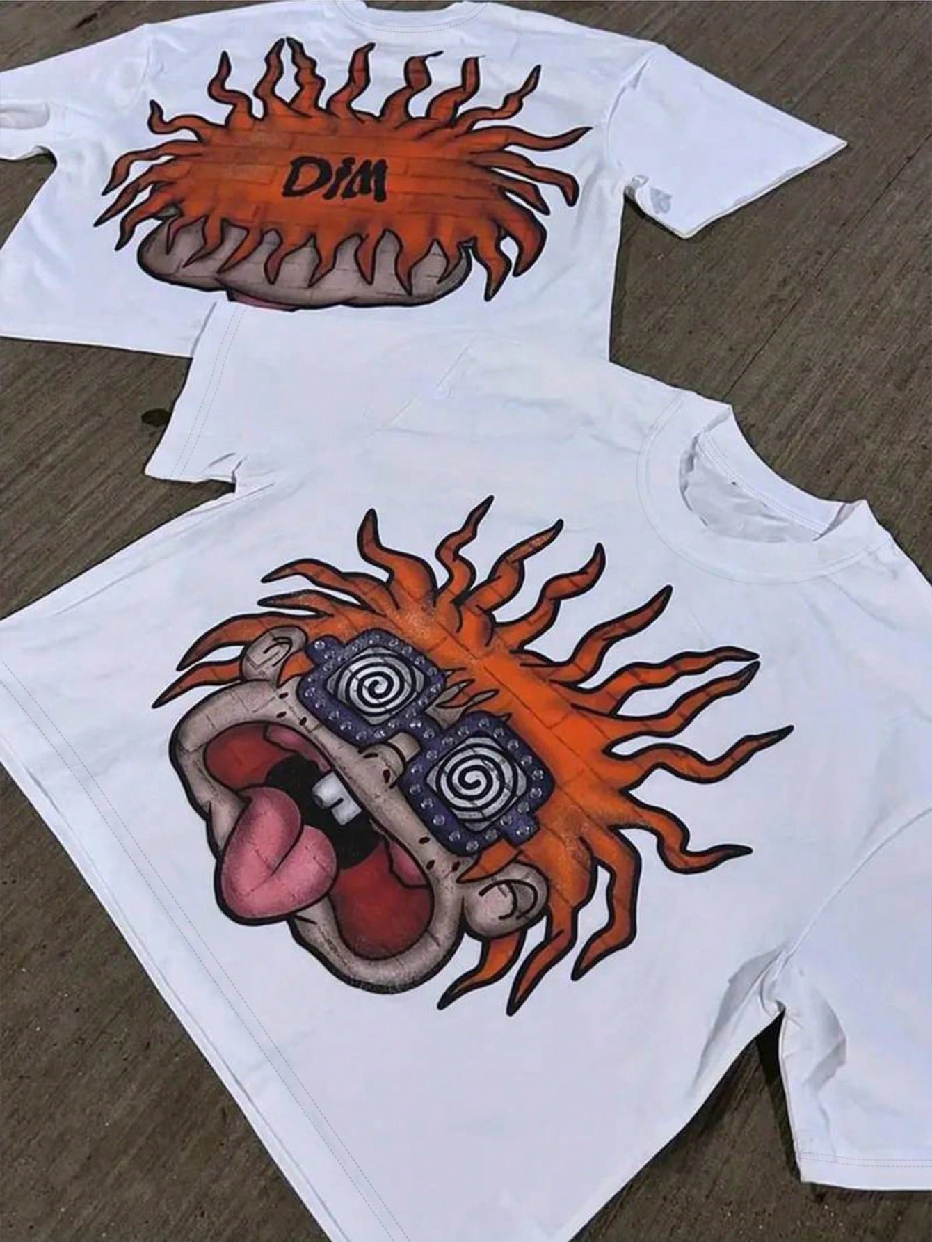 

Manfinity Dauomo Men Women Y2K Style T-Shirt With Cartoon Abstract Print Casual Versatile Crew Neck Short Sleeve For Daily Wear 4XL