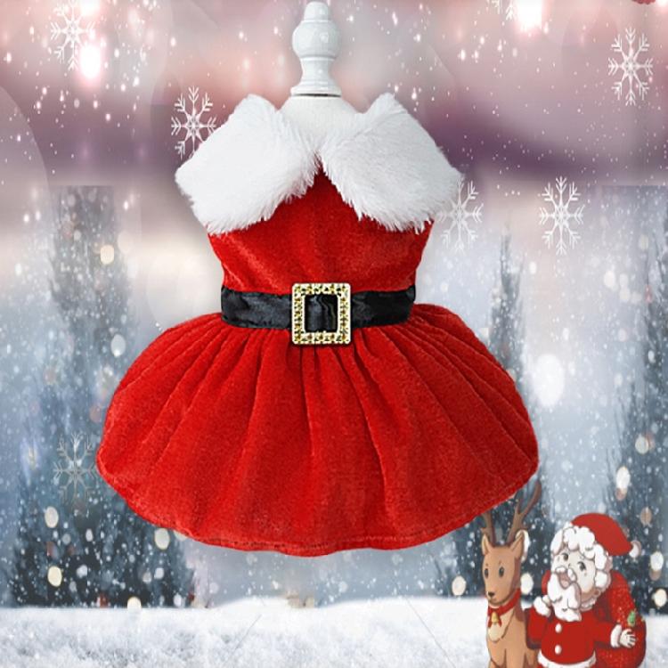 Santa Claus Suit Red Dresses Fashion Dog Cats Warm Photo Costume Pet Supplies