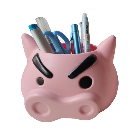 Pen Holder Angry Pig Shape Desk Organizer Large Capacity Plastic Desktop Stationery Storage Box Desk Accessory