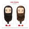 Men's Beard Model Head with Human Hair for Styling, Perming, and Dyeing - Perfect for Apprentice Practice in Barbershops.