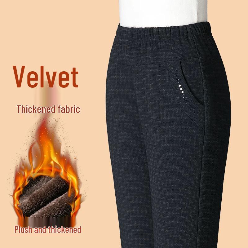 

Брюки большого размера на флисовой подкладке для женщин среднего возраста - Свободные, Толстые, Повседневные Прямые для Весны, Осени и Зимы 4XL for 125-140 lbs