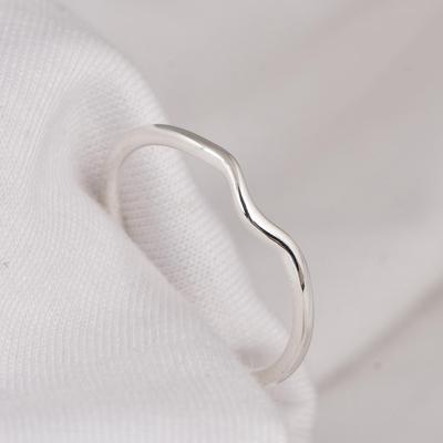 Handmade Sterling Silver Wave Ring – Dainty Minimalist Stacking Band Gift for Her and Women Jewelry Lovers