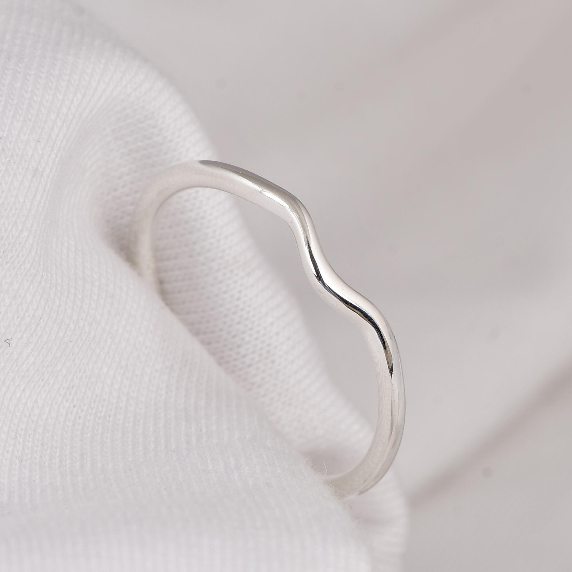 Handmade Sterling Silver Wave Ring – Dainty Minimalist Stacking Band Gift for Her and Women Jewelry Lovers 5