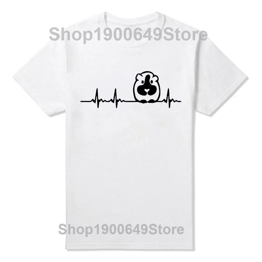

Guinea Pig Heartbeat Custom Printed T Shirts Mens Short Sleeve Top Summer Fashion ONeck T Shirt Cotton Funny Male Clothing S