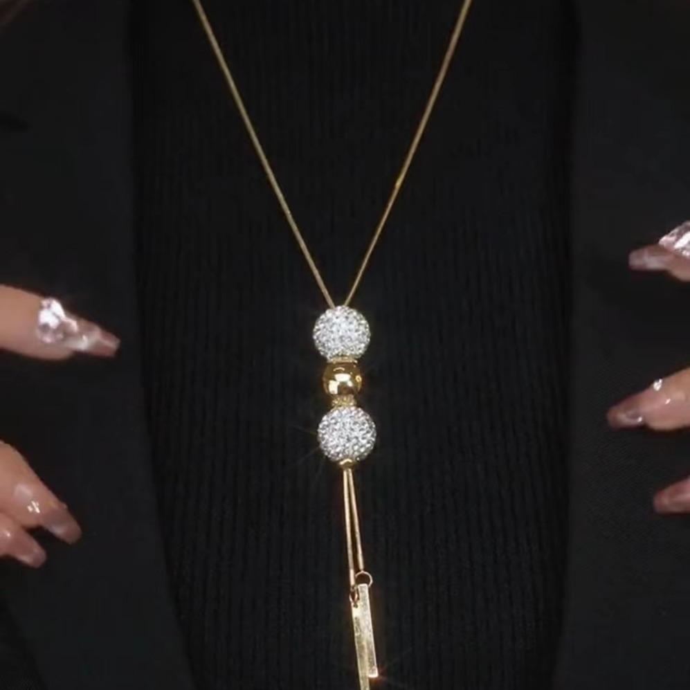 Autumn And Winter Sweater Chain Necklace High-End Pendant Women'S Simple Lucky Ball Versatile Clothing Pendant Accessories
