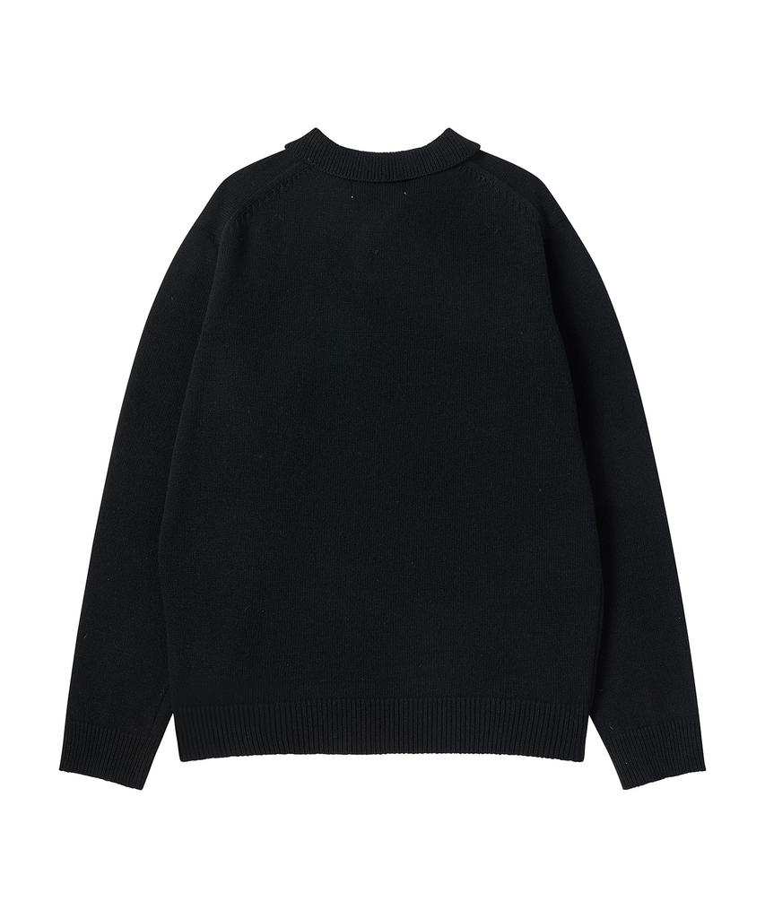 BEYOND CLOSET [Collection Line] Heritage Polo Wool Knit Black