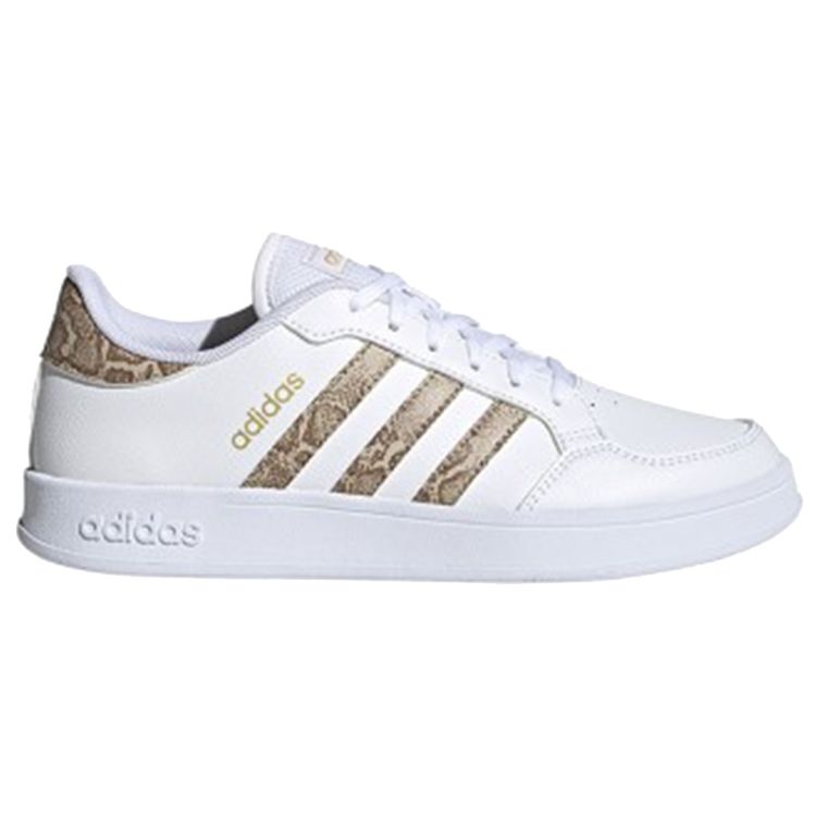 Adidas Neo Breaknet Synthetisches Leder Atmungsaktive Low-Top Skateschuhe Damen Sneaker Weiß Platin FX8728