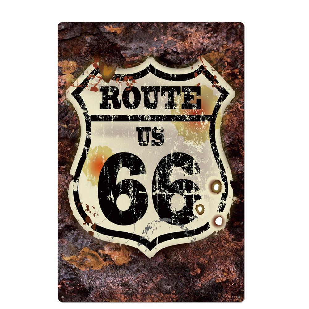 Vintage USA Route 66 Sign Metal Tin Plate Bar Pub Club Man Cave Wall Decoration Plaque Retro Poster Home Decor 30X20CM