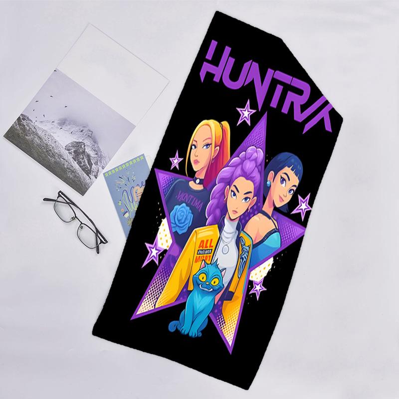 1pc KPop Demon Hunters6 Beach Towel, Beach and Seaside Swimming Pool Equipment, Fashion Pattern, Rectangular, Travel Essentials