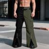 INCERUN Men Zip-up High Waist Stitching Bandage Casual Long Flare Trousers Pants