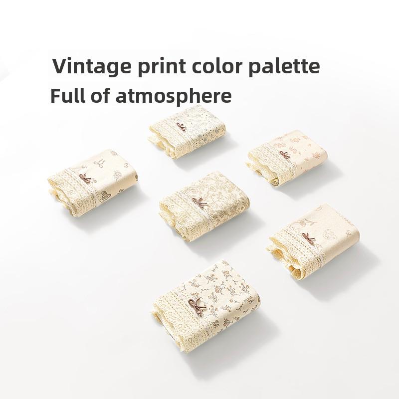 Ladies Spring and Autumn Sweet Floral Pure Cotton 10A Antibacterial Extended Crotch Waist Triangle Briefs