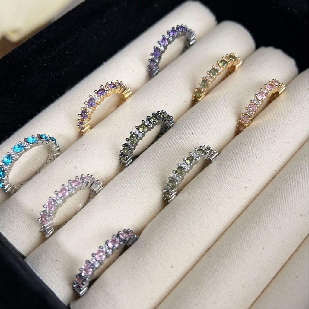 S925 Stylish Silver Ring With Colorful Gemstone Accents And Eyecatching Shape Geometric