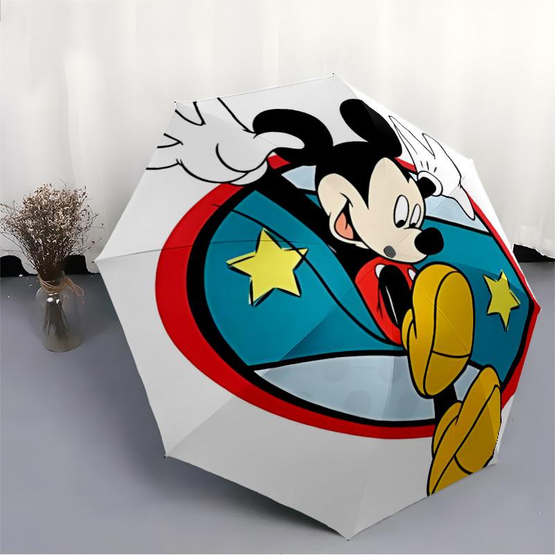 1pc Mickey Mouse Automatic Folding Umbrella: Compact 8-rib Design Cartoon Travel Companion for Outdoor, Casual Accessory