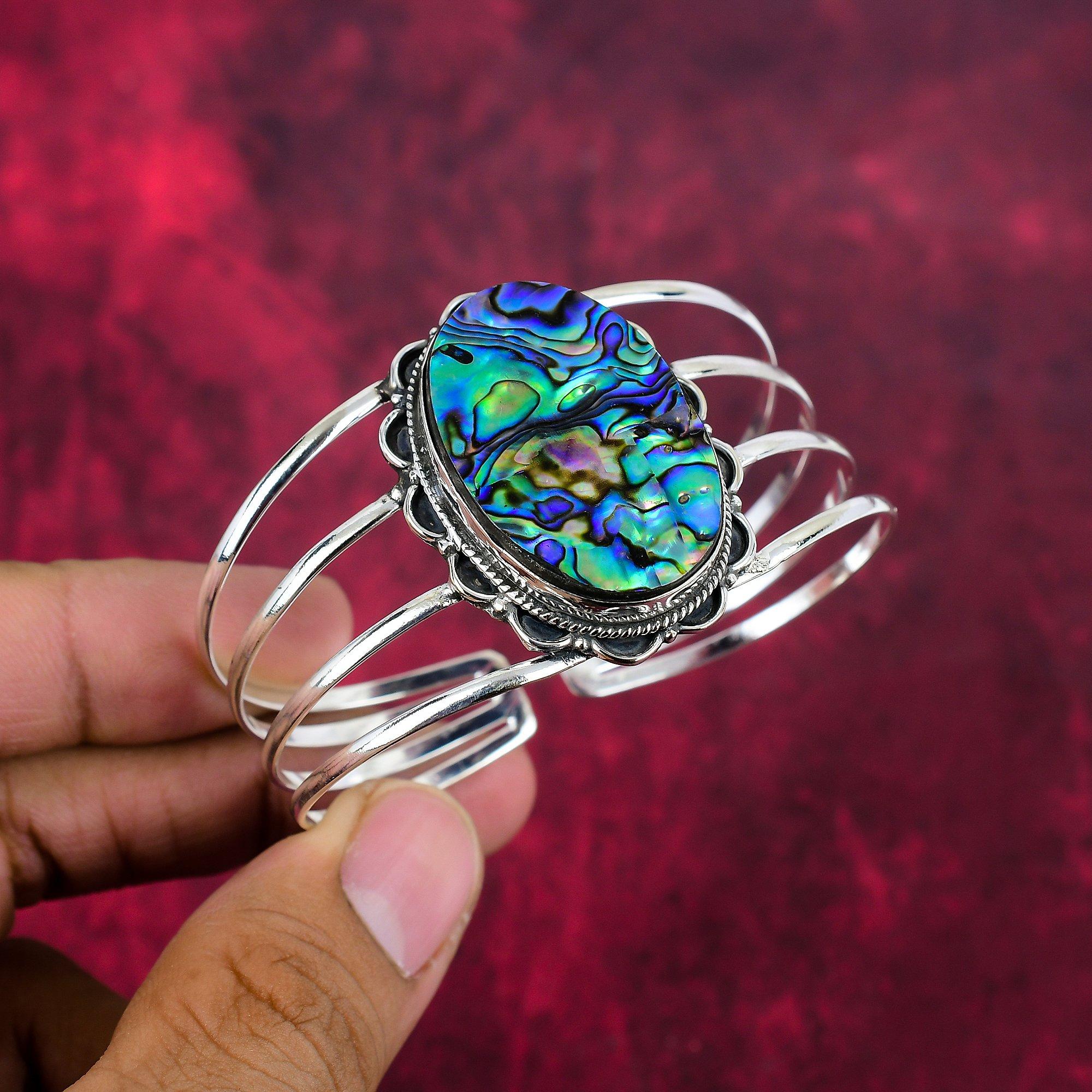 

Браслет из ракушки Abalone Shell Bangle из цельного серебра 925 пробы, ювелирные изделия из драгоценных камней, браслет ручной работы, для свадебного подарка Adjustable синий