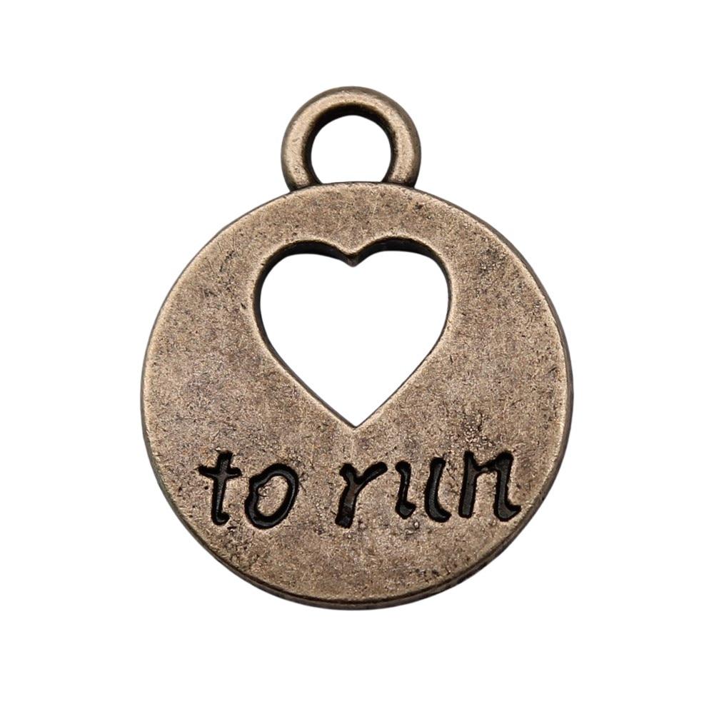 

10шт Любовь к бегу Амулеты Амулеты Античная бронза Цвет Цинковый сплав 22X18mm