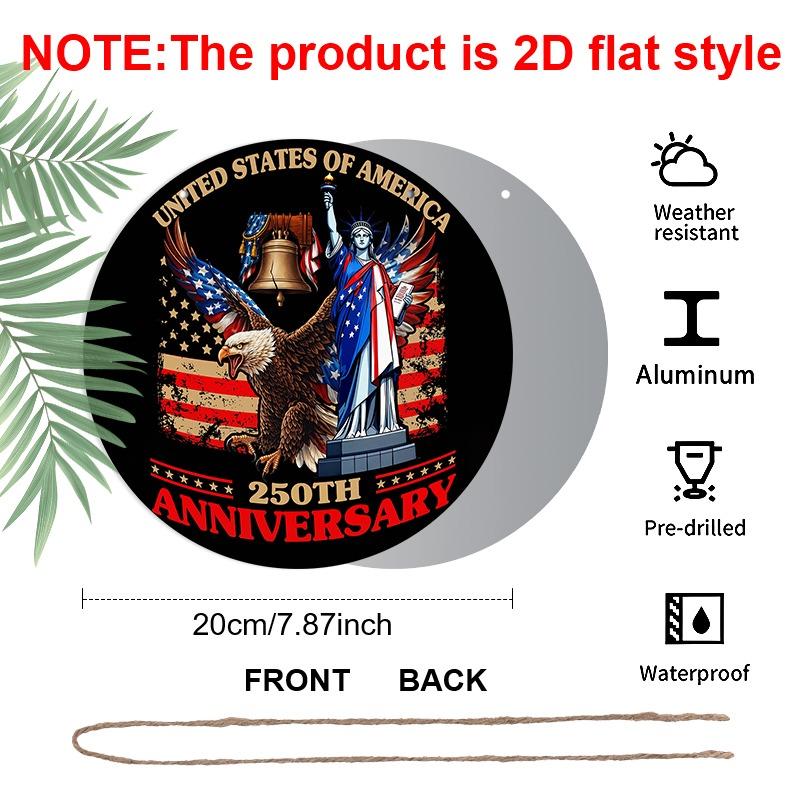 2D Flat Retro Aluminum Wall Decals In Various Sizes. Independence Day Theme, Featuring A 250th Anniversary Bald Eagle and Flag Design. Ideal for Home