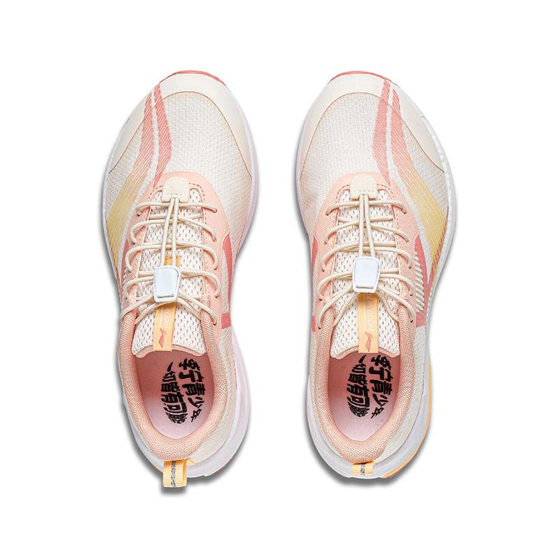 Li Ning Youth Childrens Reflective High Resilience Low Top Running Shoes Kids Running Shoes Pink Brown YKFT046-2