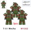 3pcs Military T51 Armor BOS Soldiers Mini Anime Action fallouts Figures Weapons Robot Kinghts Building Blocks Bricks Toys gifts