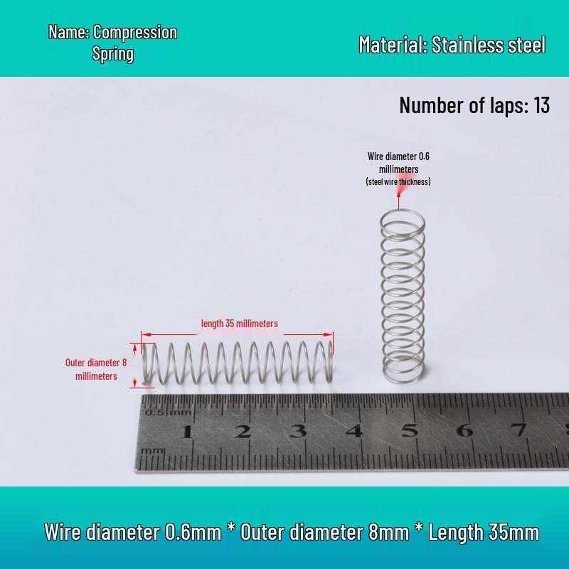Y-förmige Edelstahl-Druckfeder, 0,6 mm Draht, 7-12 mm Außendurchmesser