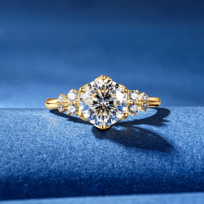 Anziw 8mm 2.0ct D Moissanite Ring for Women 18k Gold Plated 925 Sliver Engagement Wedding Rings Finger Promise Jewelry 2025 New