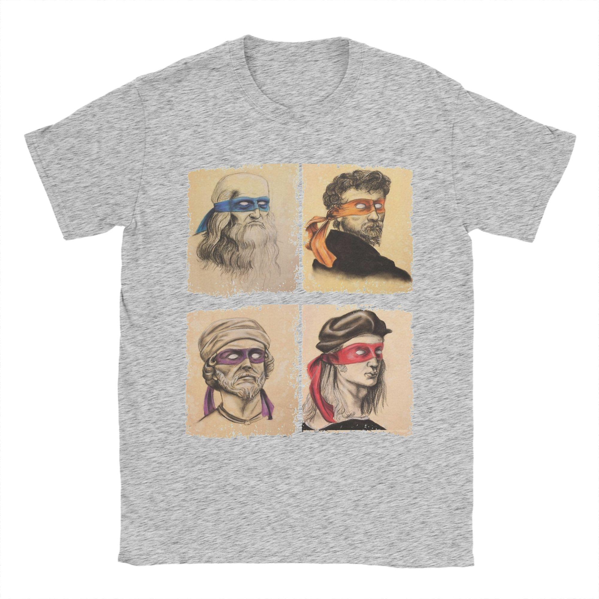 

Science Turtles T Shirt Men Pure Cotton Fun T-Shirt Round Collar Mutant Ninja Renaissance Tees Short Sleeve Clothing Adult L
