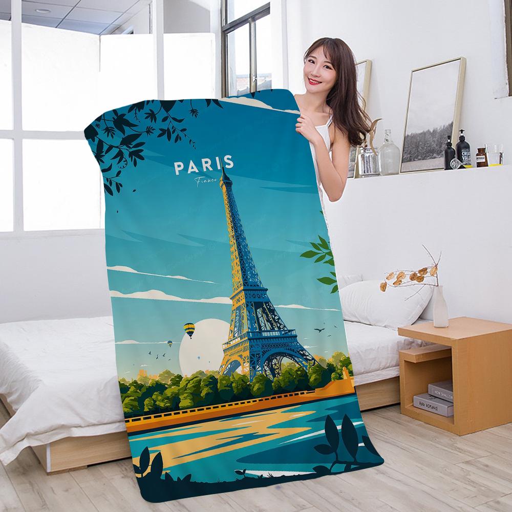 Eiffel Tower Beach Towel Colorful Bath Towels for Girl Microfiber Quick Dry Sand Free Beach Yoga Spa Gym Pool