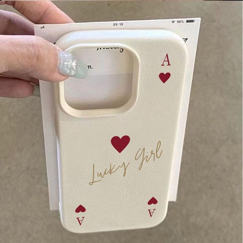Phone Case For iPhone 11 12 13 14 15 16 17 Pro Max XS X XR 16 Plus 16e 17 Air Stylish Ace of Hearts Poker Pattern Silicone Cover