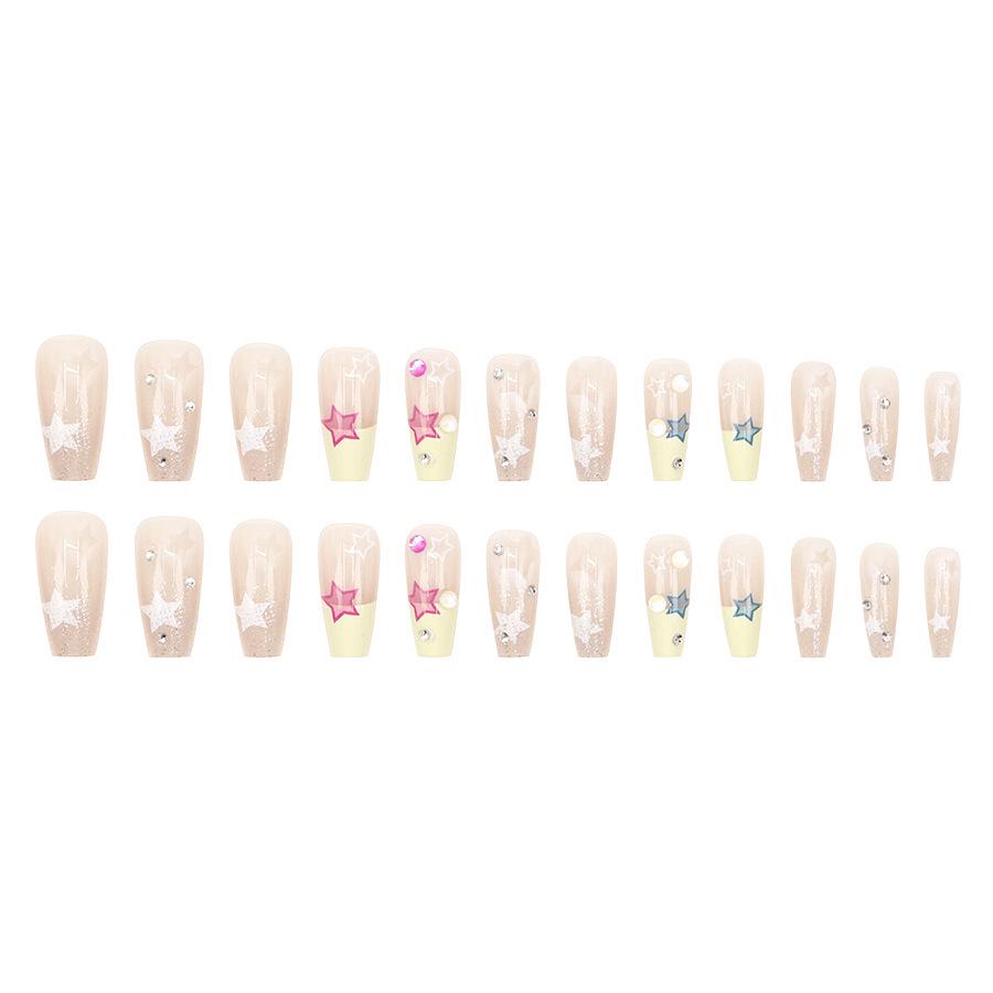 French Star Long-Lasting Sparkle Manicure: 24 Detachable Cute Nails