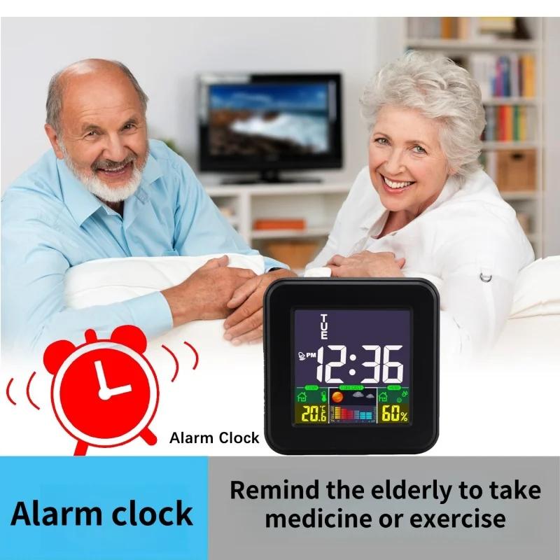 Meteorologická stanice Mini digitální budík s hlasovým ovládáním Podsvícení TEPLOTA Vlhkost Týden Odložené buzení Stolní hodiny 12/24H LCD hodiny