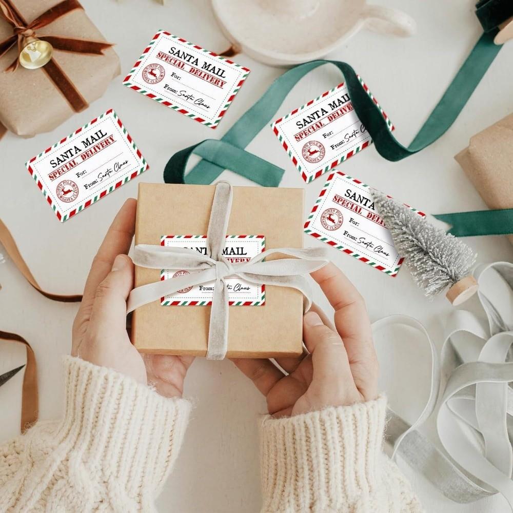 60pcs Elk Santa Claus North Pole Delivery Gift Labels Christmas Gift Labels Gift Box Decoration