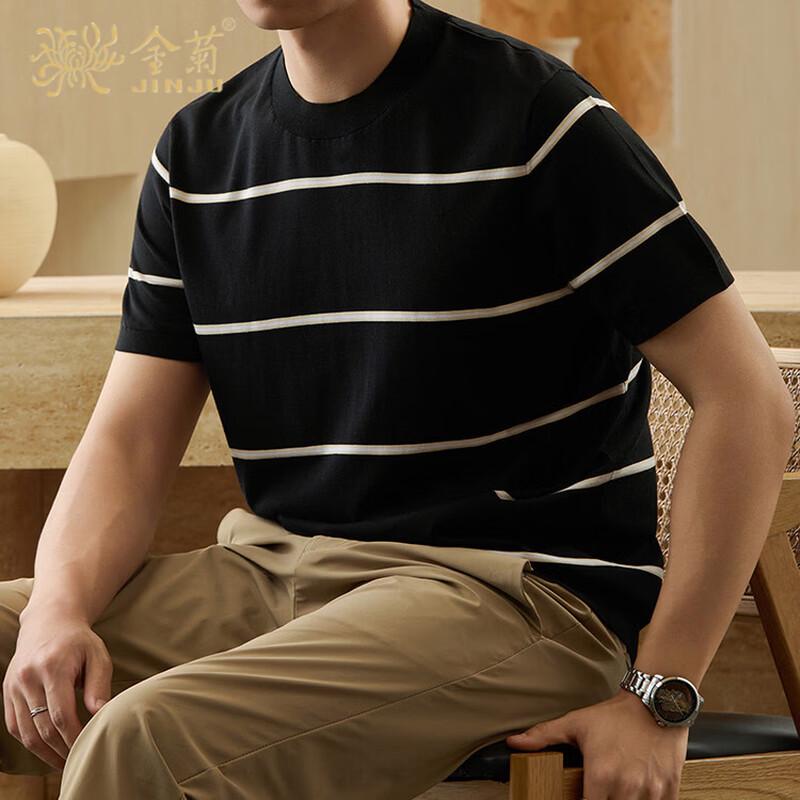 Jinjuan Men s Silk Blend Breathable Short Sleeve T-Shirt 2XL/54