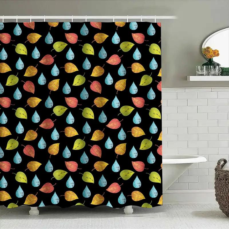 Colorful Leaves Shower Curtain Water Drop Printed Bath Accessories Modern Waterproof Fabric For Bathroom Decorations Available