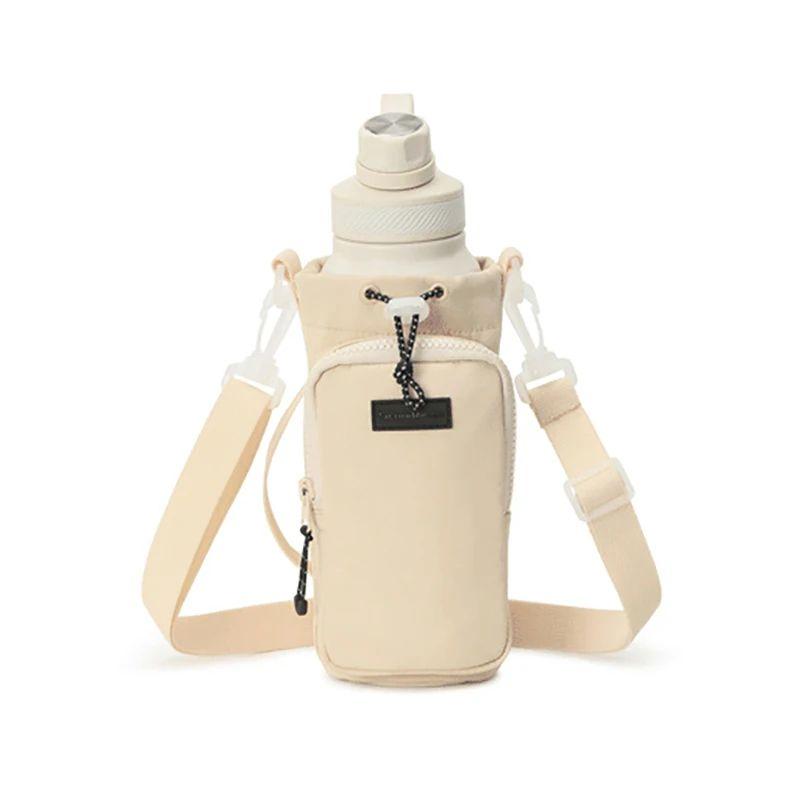 

2025 НОВЫЙ Портативный Чехол для Бутылки с Водой с Регулируемым Плечевым Ремнем Термо-Вакуумная Кружка Рукав для Чашки Изолированный Защитный Чехол бежевый