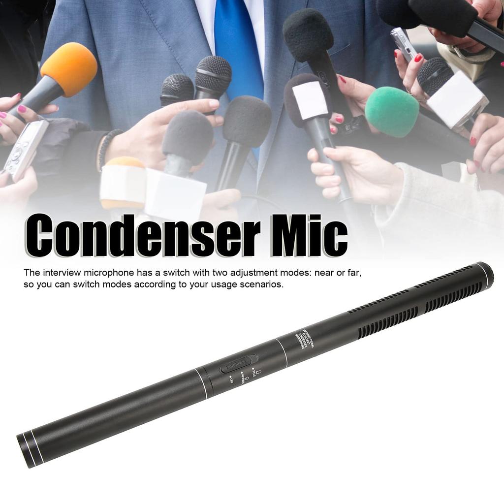 ASHATA Interview Microphone Condenser Hot Shoe Clip Sponge Sleeve DSLR Video iOS Android Cameras