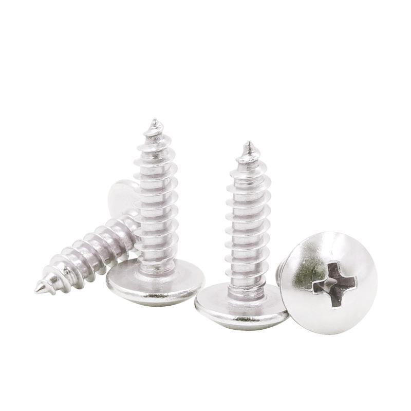304 Stainless Steel Mushroom Head Self-Tapping Screws, Cross Large Flat Head Bolt