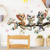 Cute Calico Cat with Flower Branches Wall Sticker Modern Minimalist Living Room Study Room Bedroom Self-Adhesive Removable Home Decor Art