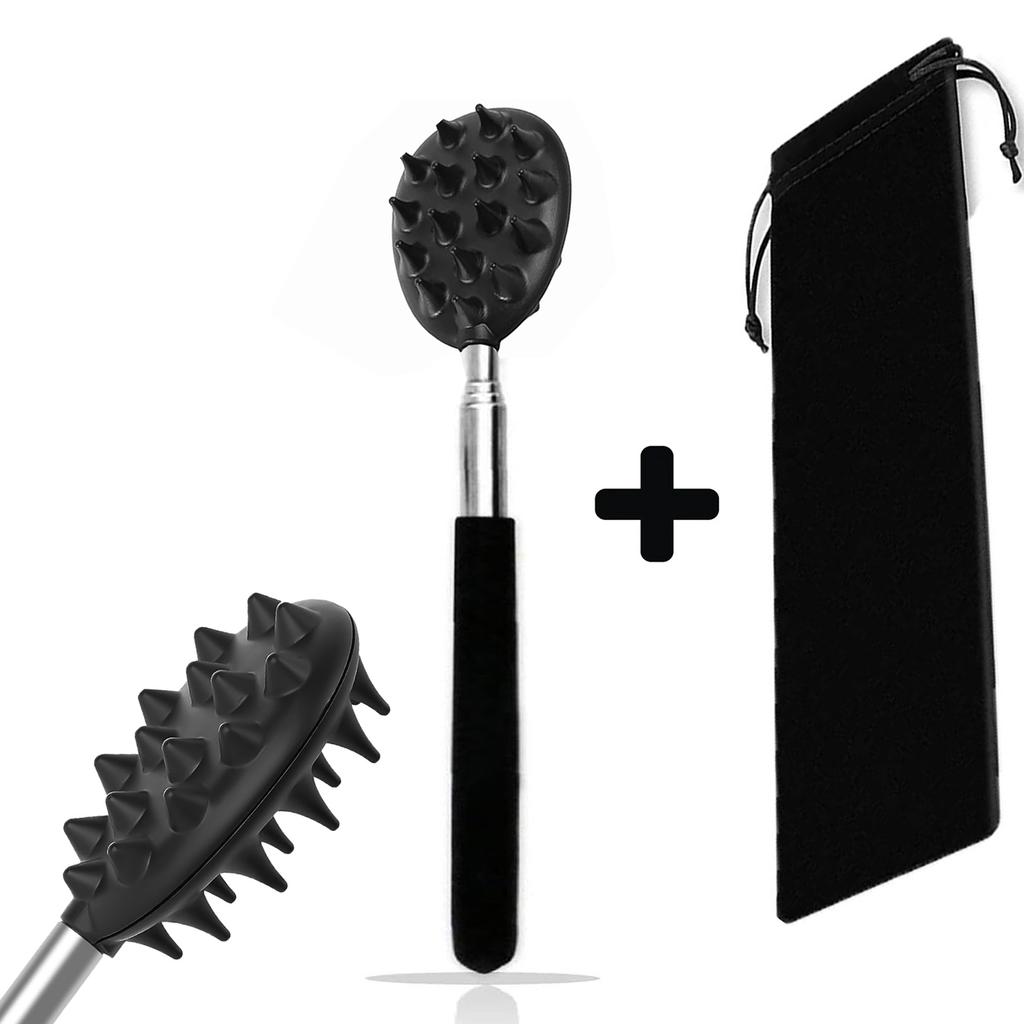 Extendable Cactus Back Scratcher with 1/4-inch & 1/2-inch Spikes, Retractable One-Hand Itch Stick for Men & Women, Durable PVC