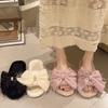 Fashion 2025 Autumn Winter Women Fashion Indoor Plush Bow Slippers Females New Lovely Bowknot Women Home Cute Warm Fluffy Light Shoes