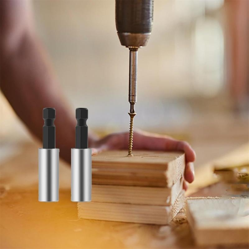 6pcs Extended Hex Driver Bit Holders 60mm Magnetic Alloy Steel Durability Socket Wrench Adapters for Automotive Repair