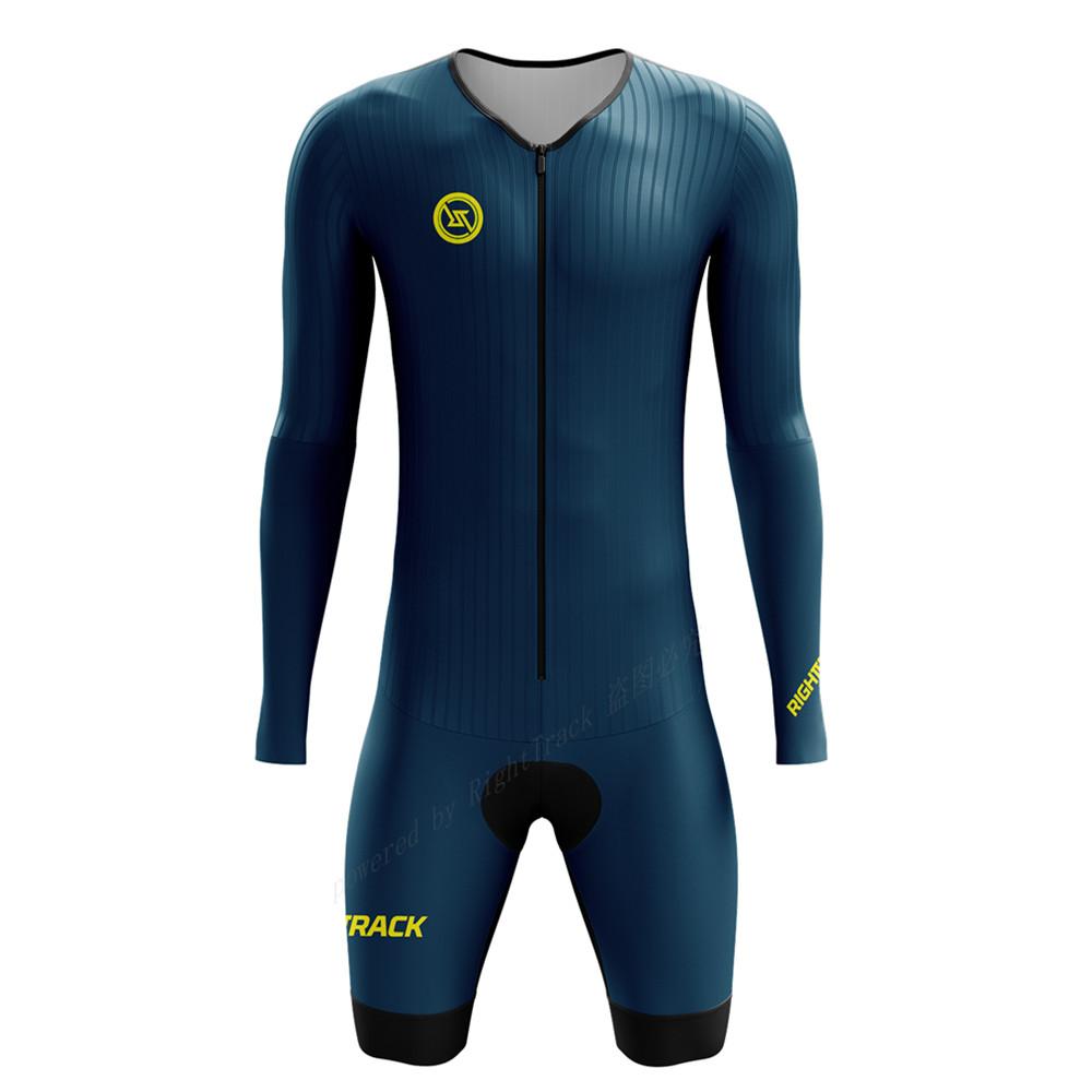 Righttrack Sport Herren Radsport-Einteiler Performance Langarm Schnelltrocknend UV-Schutz Speedsuit Trisuit Rennrad MTB Bekleidung