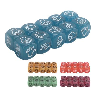 10pcs Finger Guessing Dice Luminous 6 Sided Lightweight Rock Scissors Paper Dice Set for Board Game
